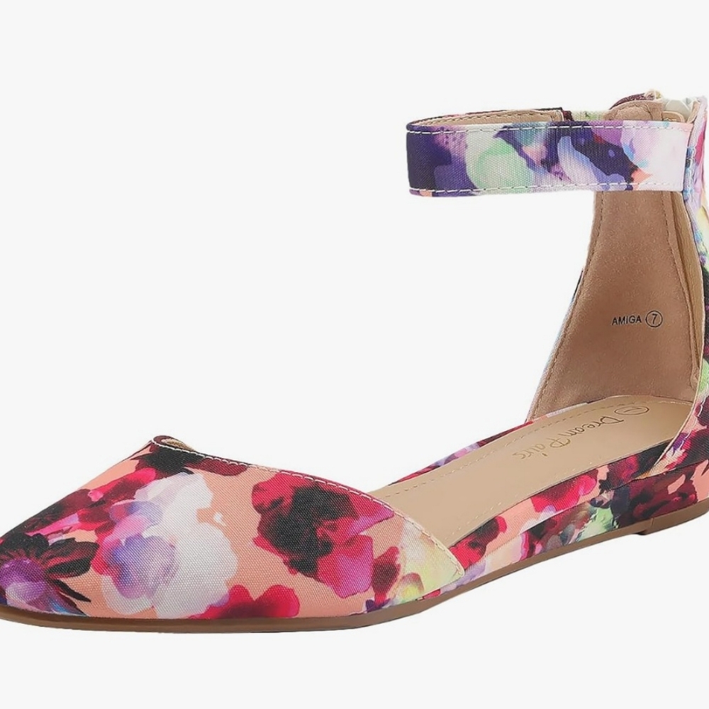 Womens Low Wedge Ankle Strap Flats